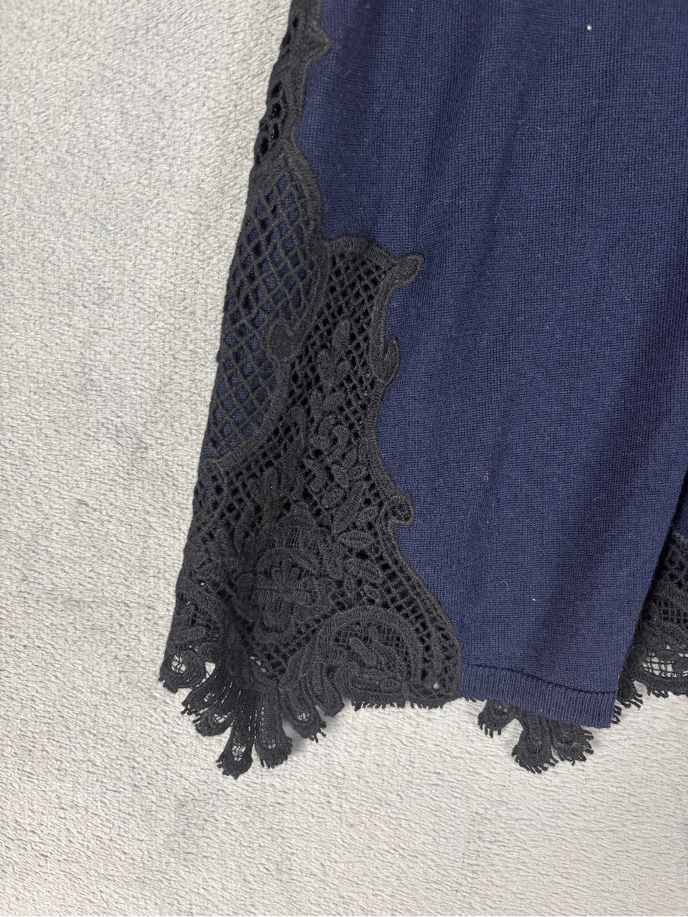 Kobi Halperin Navy Tie-Front Crochet-Trim Poncho - Picture 2 of 4